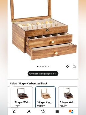 Wood and Glass Silverware Storage Box- Neutral Linen